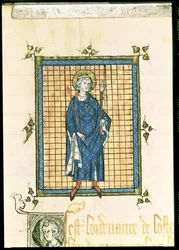Koning Saint Louis draagt de Scepter en de Hand van Gerechtigheid, uit Registre des Ordonnances de L