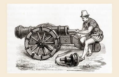 Een 16e-eeuws Duits achterlaadkanon, uit Les Merveilles de la Science, gepubliceerd ca. 1870