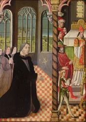 Een schenker met zijn drie dochters en het offer van Joachim, 1485-95