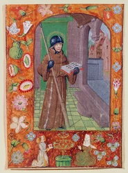 Een Pagina uit een manuscript, Krijgermonnik