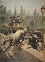 Een paard pleegt zelfmoord, illustratie uit Le Petit Journal: Supplement illustre, 1898