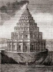 Negentiende-eeuwse voorstelling van de vuurtoren van Alexandrië