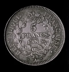 Een pond van twintig sols, gelijk aan de eerste frank van de Eerste Republiek (voorzijde)