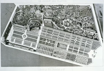 Luchtfoto van het plan van de Jardin des Plantes in Parijs, 1842