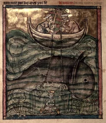 Alexander de Grote neergelaten op de zeebodem in een glazen 
