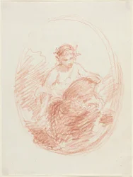 Allegorische figuur (rood krijt op velijnpapier)