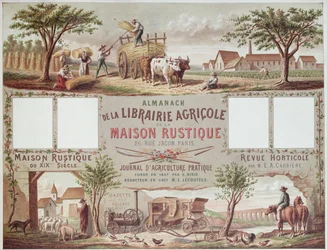 Almanak met traditionele en moderne landbouwmethoden, ca. 1870-80
