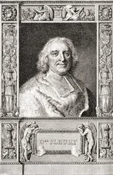 André-Hercule de Fleury, Bisschop van Fréjus, 1653-1743. Franse kardinaal en eerste minister van Lodewijk XV. Uit Les Heures Libres gepubliceerd 1908.