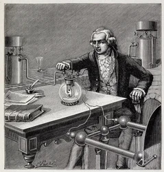 Antoine Laurent de Lavoisier (1743-1794) leidt een experiment - in 
