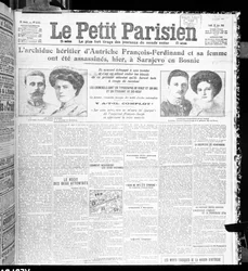 Moord op aartshertog Frans Ferdinand van Oostenrijk (1863-1914) en zijn vrouw, uit Le Petit Parisien, 29 juni 1914