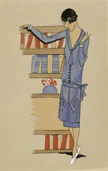 "Thuis", uit Costumes Parisien, geb. 1925 (pochoirprint)