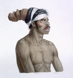 Australische Aborigine, een man genaamd Cour-rou-bari-gal, uit Nieuw-Holland, 1812
