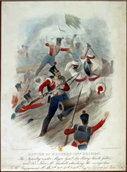 Slag bij Moodkee, 18 december 1845, nr. 4 uit Oorlog in de Punjab, gegraveerd door W. Kohler naar LEnfant Bros., gepubliceerd door William Spooner, ca. 1845
