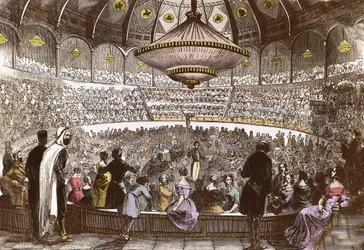 Berlioz dirigeert zijn concert op 19 januari 1845 in Cirque Olympique in Parijs - Hector Berlioz (1803-1869), in de zaal van het Olympisch Circus van de Champs Elysées in Parijs