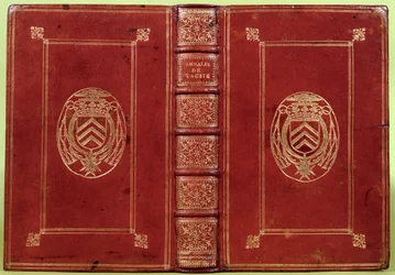Boekomslag van de Annalen van Tacitus met het wapen van Armand-Jean du Plessis, Kardinaal Richelieu (1585-1642) (rood leer & goud)