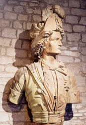 Boegbeeld: buste van Franse kaper. 17e eeuw Saint Malo, stadsmuseum