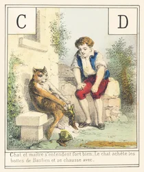 C D: Kat en meester kunnen het goed vinden De kat knoppen Bastien