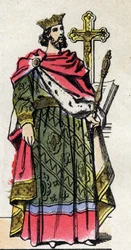 Capetingische dynastie: Portret van Robert II de Vrome, koning van de Franken. Epinal afbeelding.