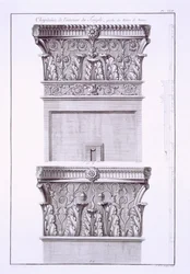Kapitalen van de tempel bij de Romeinse baden, Nimes