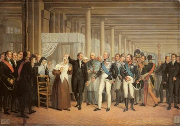 Staaroperatie uitgevoerd door Guillaume Dupuytren (1777-1835) in aanwezigheid van koning Karel X (1757-1836) in het Hôtel-Dieu
