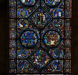 Kathedraal van Chartres, glas-in-lood: leven van Sint-Eustachius, laag detail