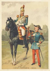 Centengudes in 1860 (Elite Cavalerie Korps aanval van de persoonlijke garde van Keizer Napoleon III, opgericht in 1854, ontbonden in 1870)