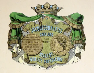 Champagnelabel voor Jacquesson & Fils, Champagne Sillery Marque, midden 19e eeuw