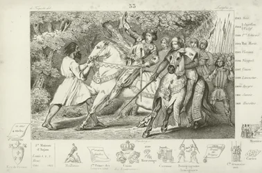 Karel VI van Frankrijk wordt gewaarschuwd voor een hinderlaag in het bos bij Angers, 1392