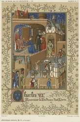 Karel VI ontvangt de toewijding van een boek