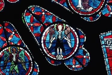 Cherubijn op wiel, detail (noord roosvenster, c.1223)