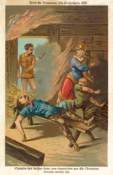 Chlothar I, Koning van de Franken, verbrandt zijn rebellerende zoon Chram en zijn familie, 560