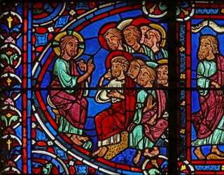 Christus met 2 apostelen