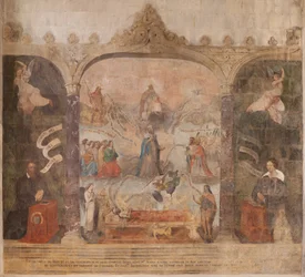 Kerk. Interieur. Kapel Saint-Fursy. Muurschilderingen. De verheerlijking van Maria (begin 17e eeuw)
