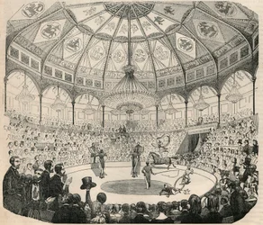 Cirque national des Champs Elysees in de 19e eeuw - Gravure in "Tableau-de-Paris" door Edmond Texier 1852