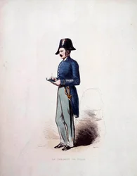 Stadssergeant uniform van een lid van de politie onder de Monarchie van Juli (1830-1848) 19e eeuw