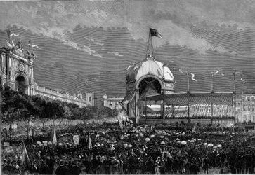 Burgerlijke processie in de straten van Lissabon ter ere van de Portugese dichter Luis Vaz de Camoes, 10 juni