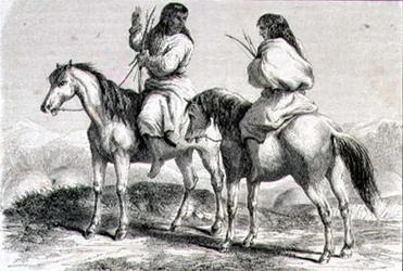 Comanche Indianen in de jaren 1860 (gravure)