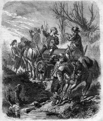 Konvooi van Charles, Markies van Albert, Hertog van Luyne (1578-1621) Franse staatsman, connetable en eerste Hertog van Luynes. Gravure in 