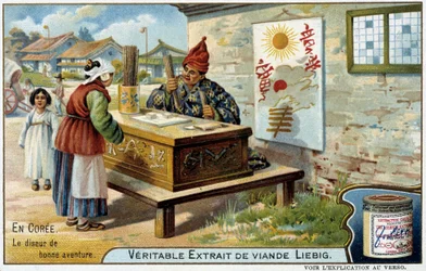 Korea: de waarzegger - chromo. Liébig, ca. 1900