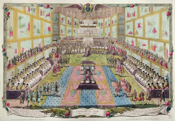 Kroning van Lodewijk XVI in de kathedraal van Reims op 11 juni 1775