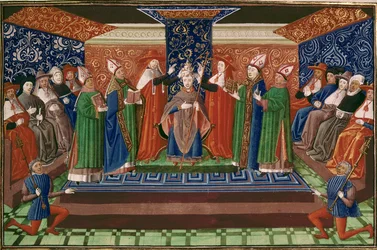 Kroning van paus Bonifatius IX, uit Froissart