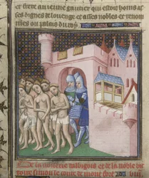 Verdrijving van de Albigenzen uit Carcassone in 1209, uit de 