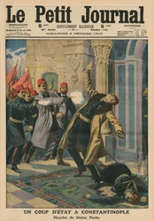 Staatsgreep in Constantinopel, moord op Nazim Pasha, voorpagina illustratie uit 