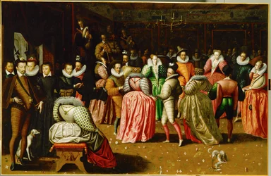 Hofbal in het Palais du Louvre ter gelegenheid van het huwelijk van Anne, Duc de Joyeuse ...