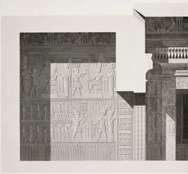 Dwarsdoorsnede van de Kleine Zuidelijke Tempel, detail, Karnak Tempelcomplex, Thebe, Luxor, Egypte