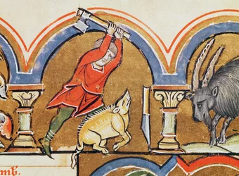 December, Offer van een varken, uit het Psalter van Sint Elisabeth