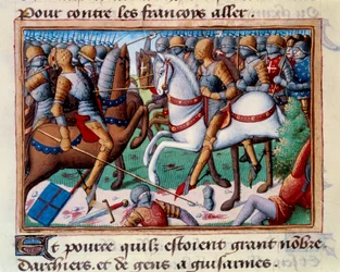 Nederlaag van de Hertog van Clarence bij de Grand-Baugy in Anjou (1421). Miniatuur in 