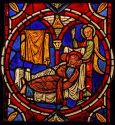 St. Martinus - verlicht in zijn slaap door een engel? (ex Varennes-Jarcy - oorspronkelijk uit de Abdij van Gercy?)