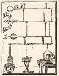 Descarges electriques dan lai rarefie, 1753, kopie door Boris Mestchersky (d.1957) illustratie uit Histoire de la Nation Francaise, Sciences, Volumes I & II, door Gabriel Hanotaux (1853-1944), 1924