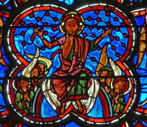Raam met het Laatste Oordeel: Christus (detail)